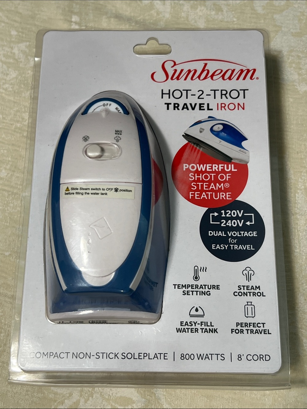 Sunbeam Hot-2-Trot Travel Iron - new in box